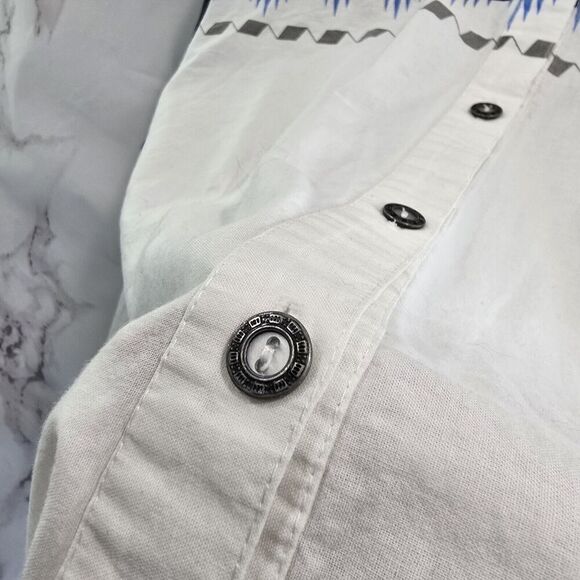 Alamosa Western Shirt Womens Large Black Blue Red Button Up Aztec Southwest - Picture 11 of 14